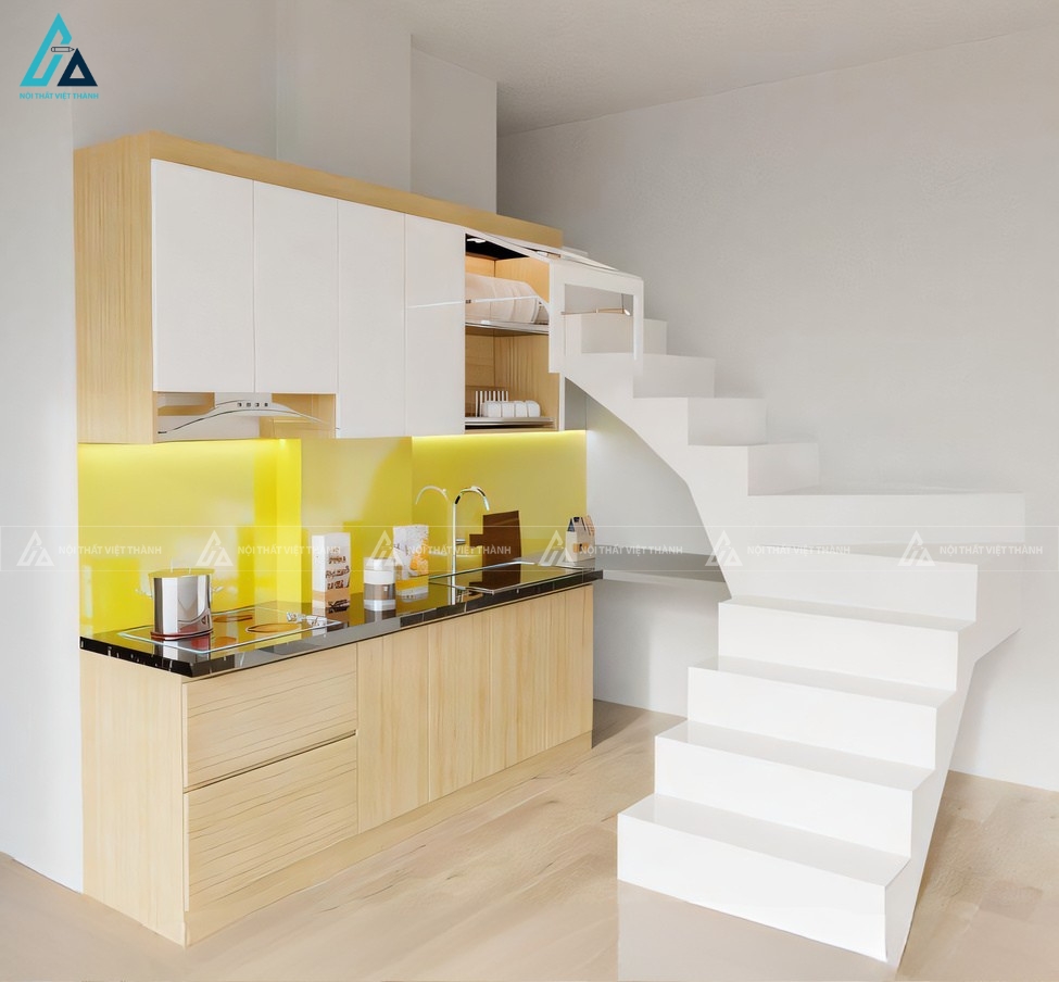 Mẫu tủ bếp gỗ công nghiệp thông minh tiết kiệm diện tích cho nhà nhỏ 1
