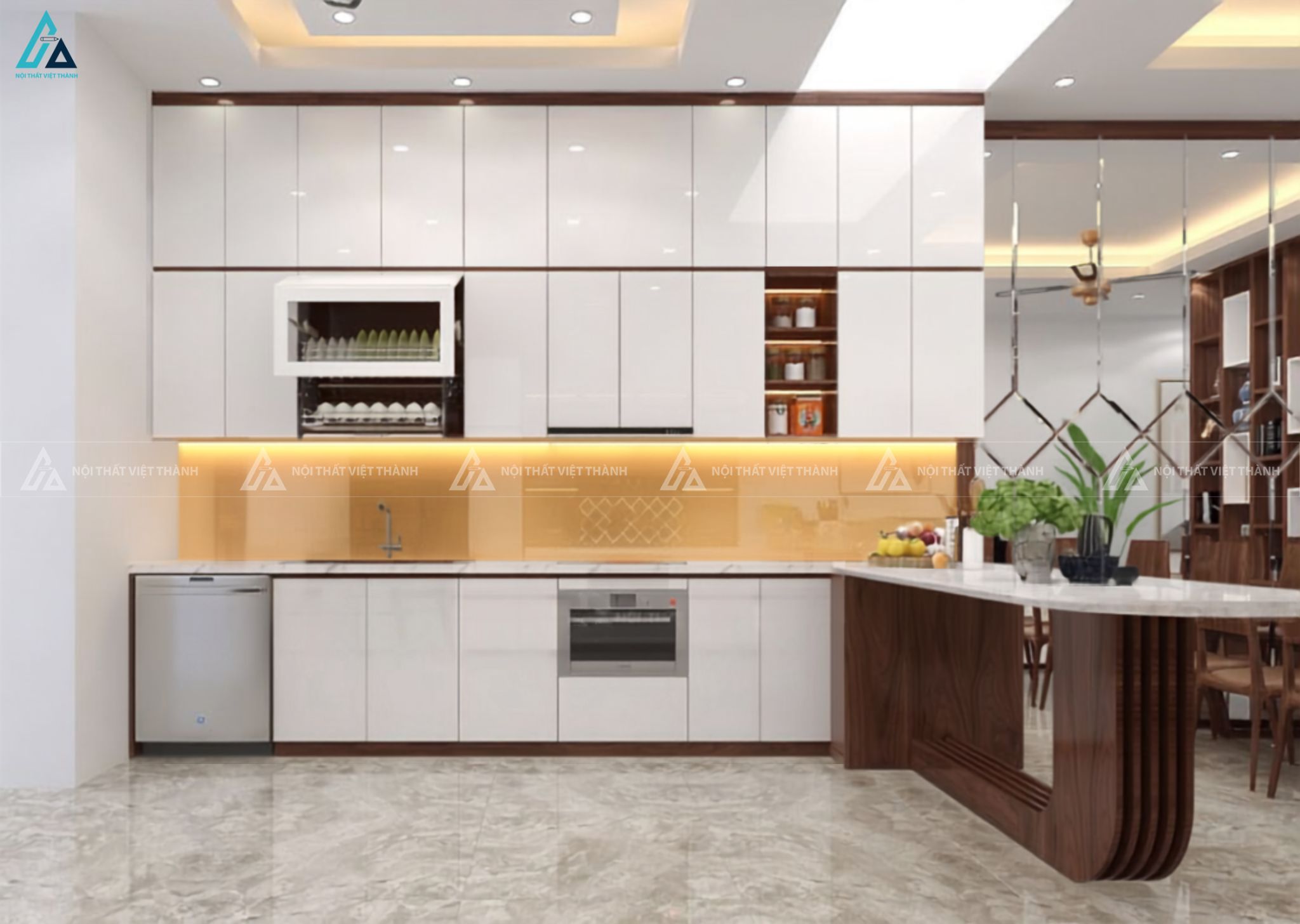 Tủ bếp gỗ công nghiệp thiết kế hài hòa mang lại vẻ đẹp ấm cúng 1