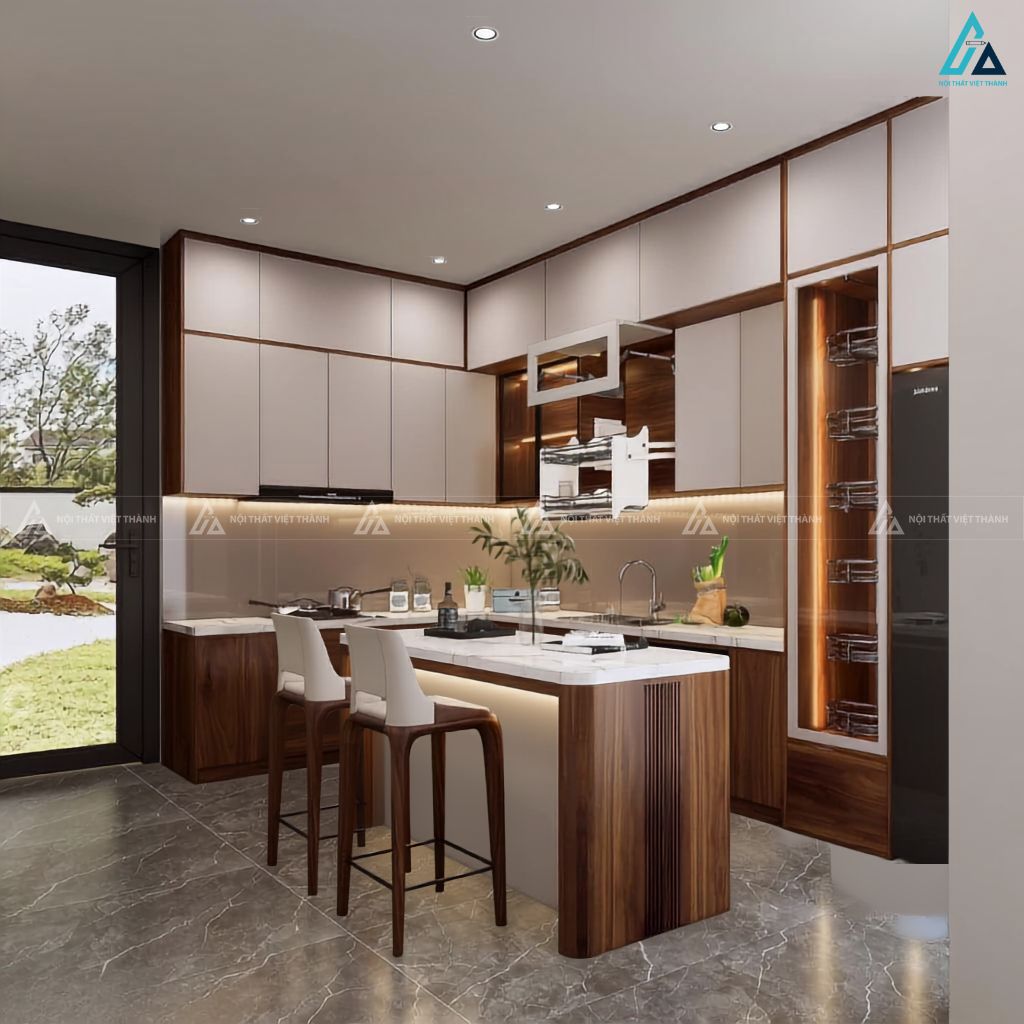 Mẫu tủ bếp gỗ công nghiệp bền đẹp nâng tầm không gian sống gia đình 1