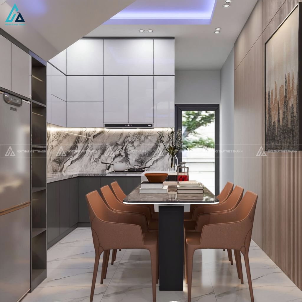 Tủ bếp gỗ công nghiệp thông minh tích hợp phụ kiện bếp tiện dụng 1