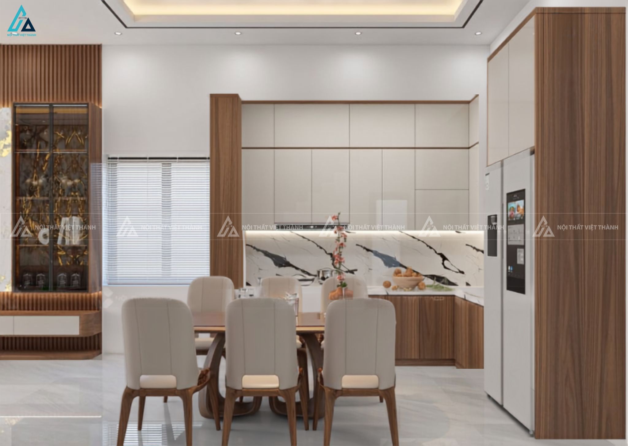 Tủ bếp gỗ công nghiệp hiện đại phối màu sang trọng cho không gian bếp 3