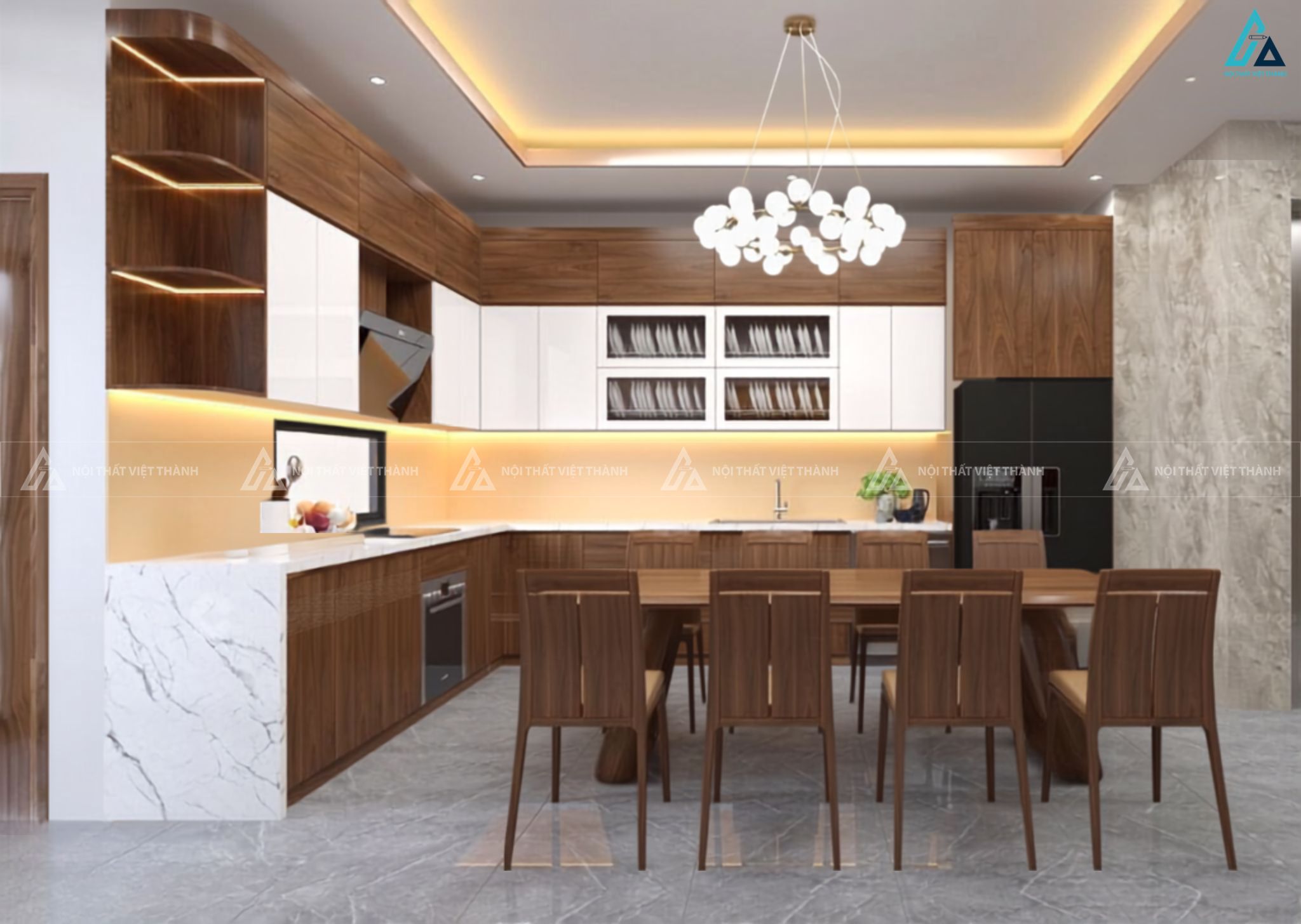 Tủ bếp gỗ công nghiệp hiện đại thiết kế sang trọng cho phòng bếp đẹp 2