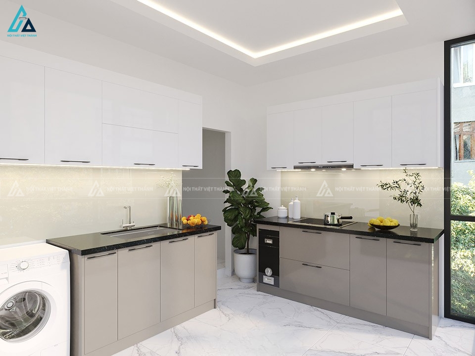 Mẫu tủ bếp acrylic hiện đại tối ưu hóa tiện nghi sử dụng