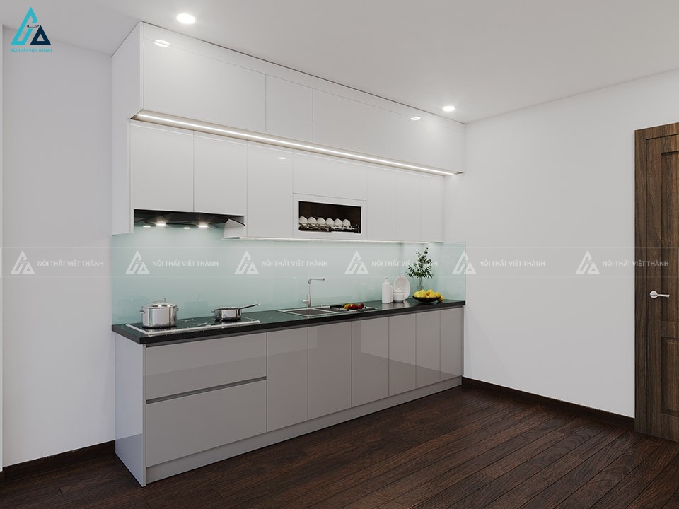 Thiết kế tủ bếp acrylic chữ I tối ưu hóa không gian sử dụng 2