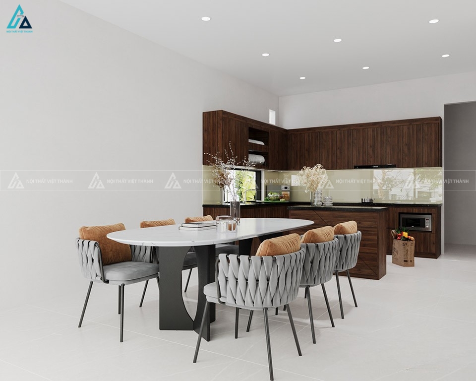 Tủ bếp gỗ công nghiệp cao cấp thiết kế chữ L kèm bàn đảo tiện lợi 3