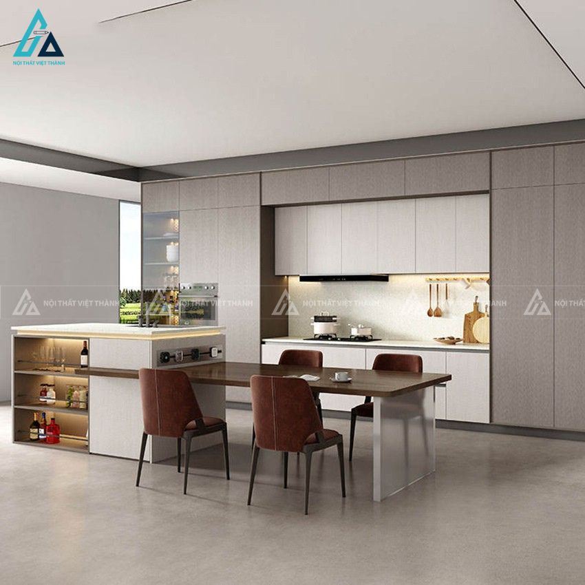 Tủ bếp mdf kết hợp bàn đảo hiện đại sang trọng tiện nghi 1