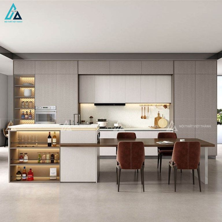 Tủ bếp mdf kết hợp bàn đảo hiện đại sang trọng tiện nghi 2