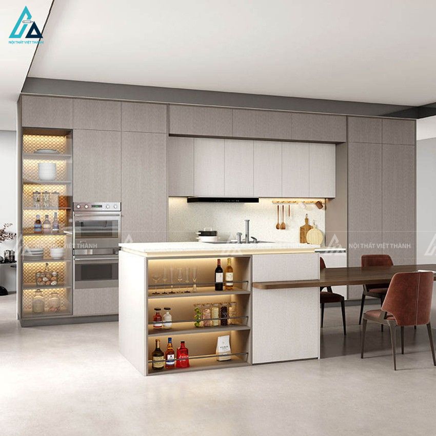 Tủ bếp mdf kết hợp bàn đảo hiện đại sang trọng tiện nghi 3