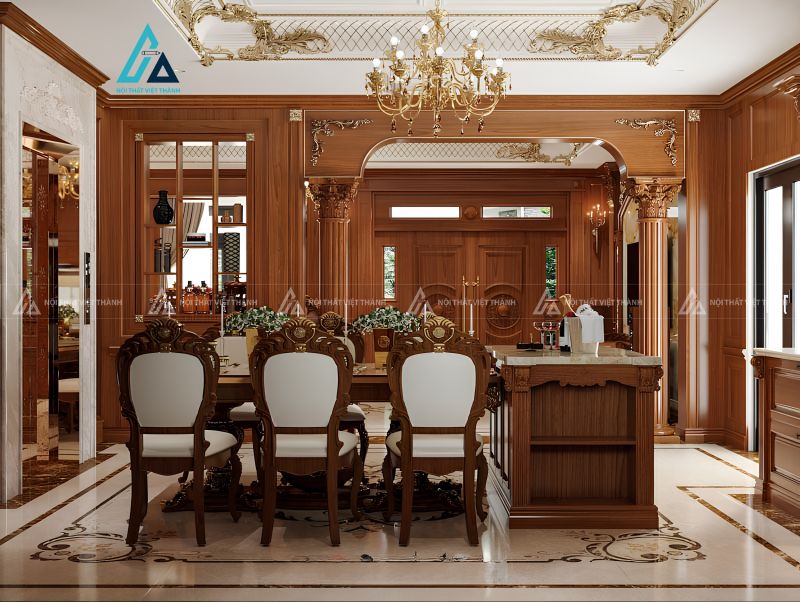 ủ bếp gỗ tự nhiên cao cấp tích hợp bàn ăn tiện nghi đẳng cấp 2