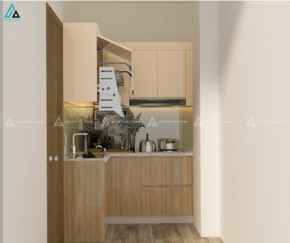 Mẫu tủ bếp mdf chữ L thiết kế thông minh tối ưu diện tích hiện đại 1