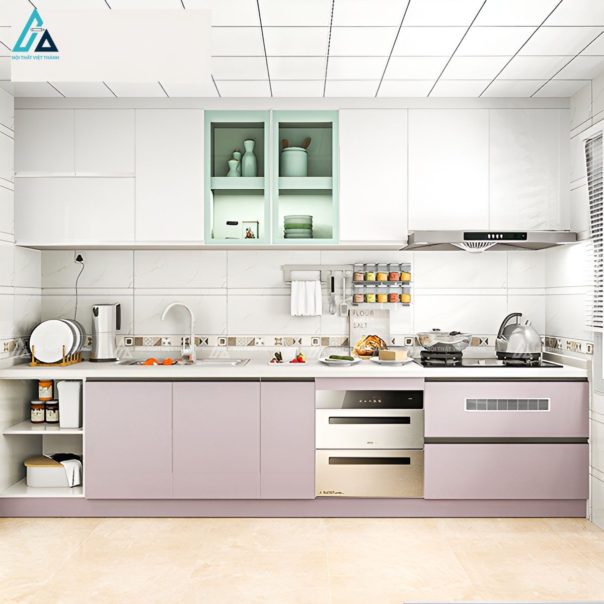 Tủ bếp mdf chất lượng cao với thiết kế ngăn kệ tiện dụng 1