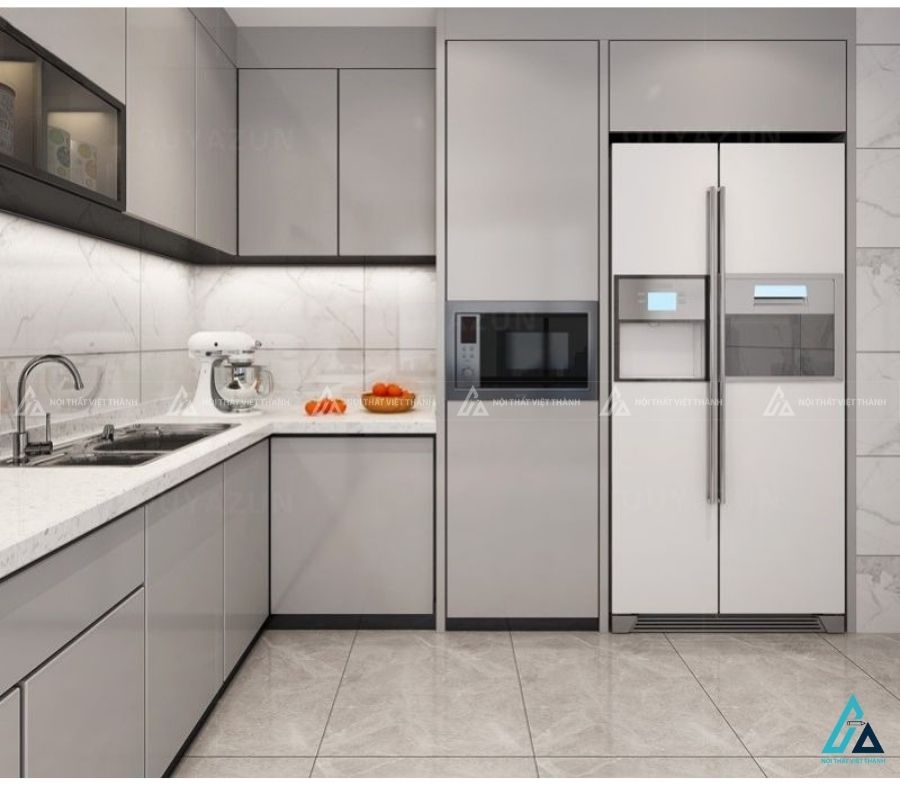 Tủ bếp mdf bền bỉ tích hợp lò nướng âm tủ tiện nghi cao cấp 1