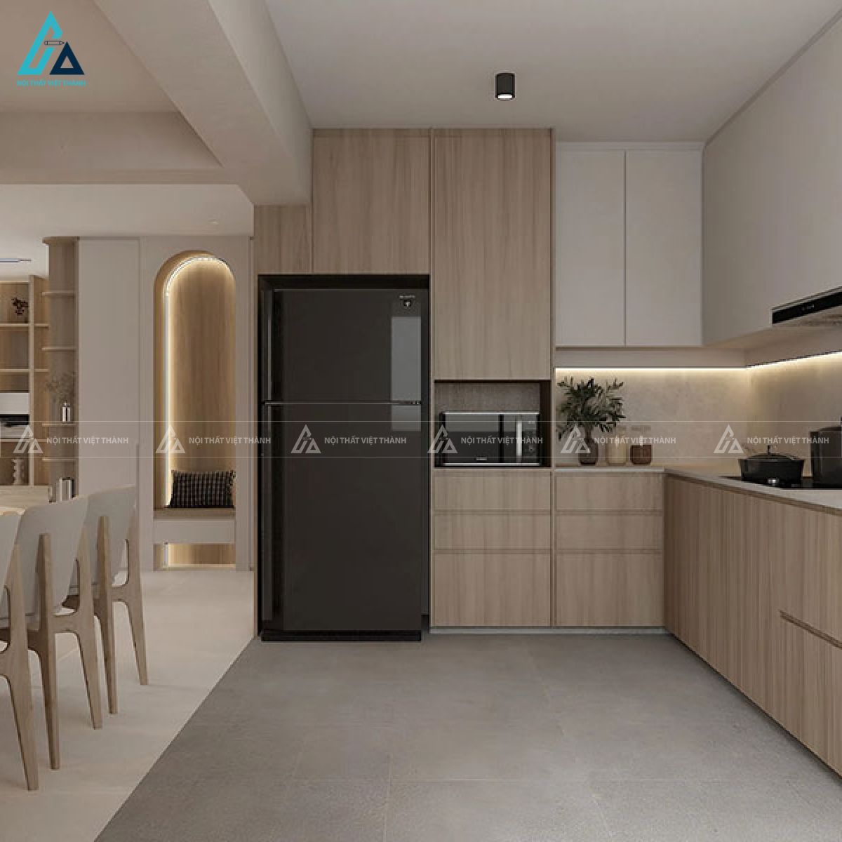 Mẫu tủ bếp mdf cao cấp mang phong cách tối giản cho căn hộ hiện đại 1