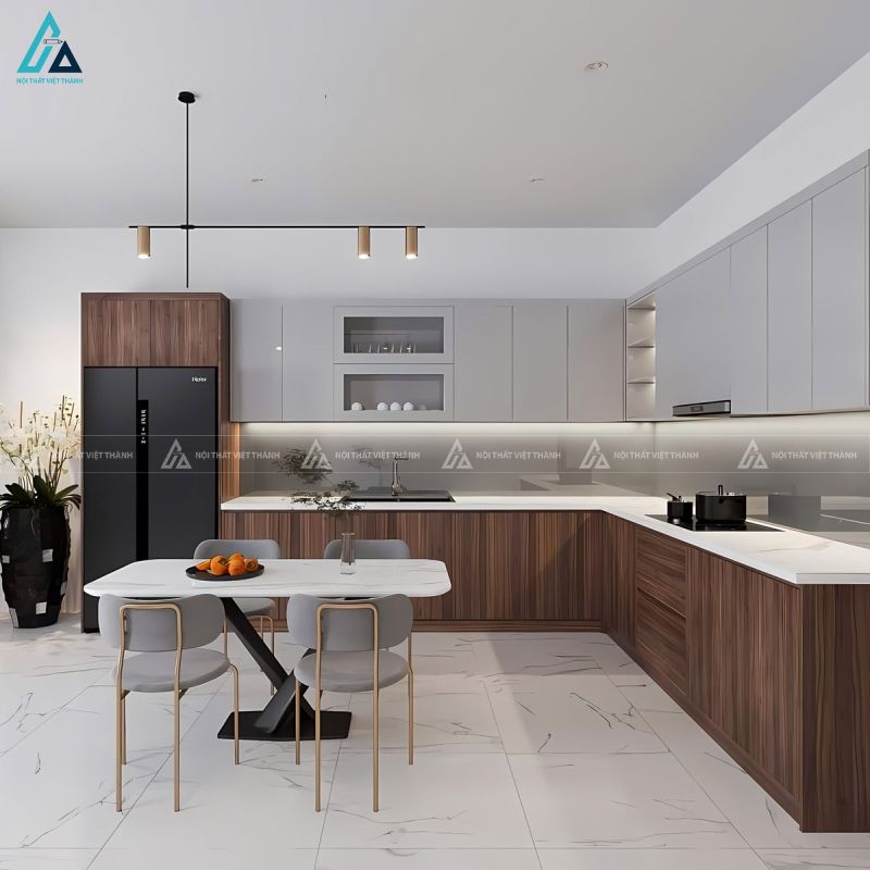 Bộ tủ bếp mdf chữ L thiết kế thông minh tối ưu không gian bếp 1
