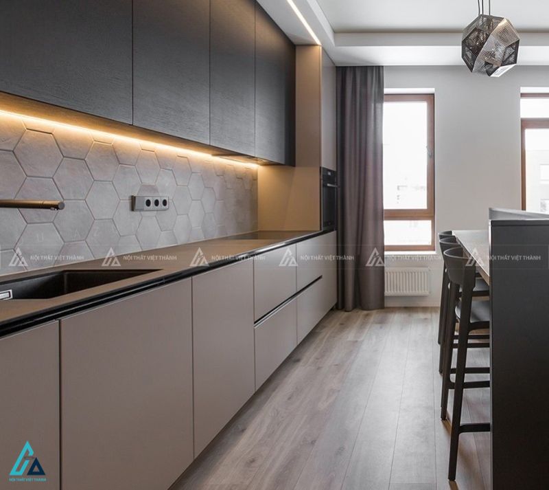 Mẫu tủ bếp mdf kịch trần thiết kế tối giản đẳng cấp cho nhà bếp 1