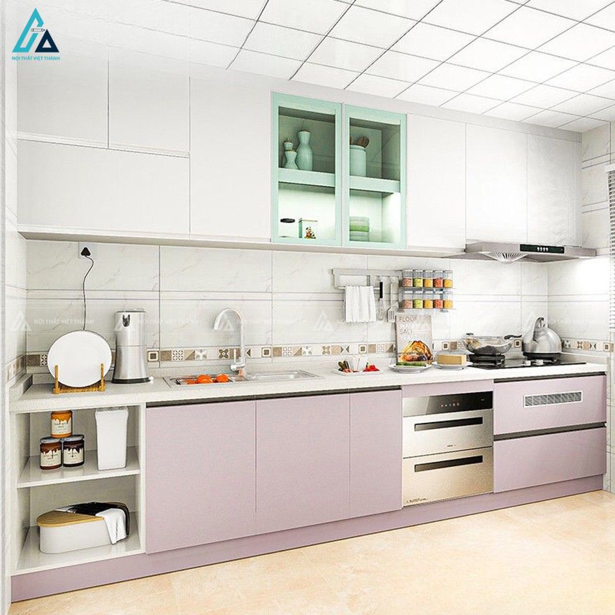 Tủ bếp mdf chất lượng cao với thiết kế ngăn kệ tiện dụng 2