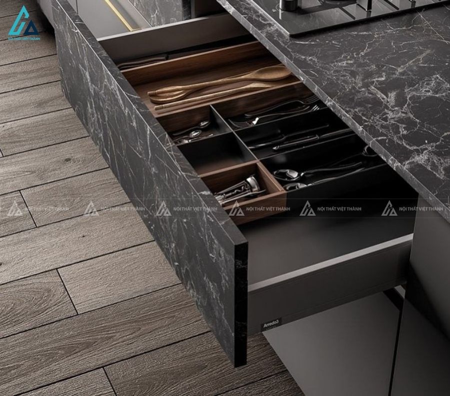 Mẫu tủ bếp mdf thiết kế tối giản đẳng cấp cho không gian nhà bếp 2