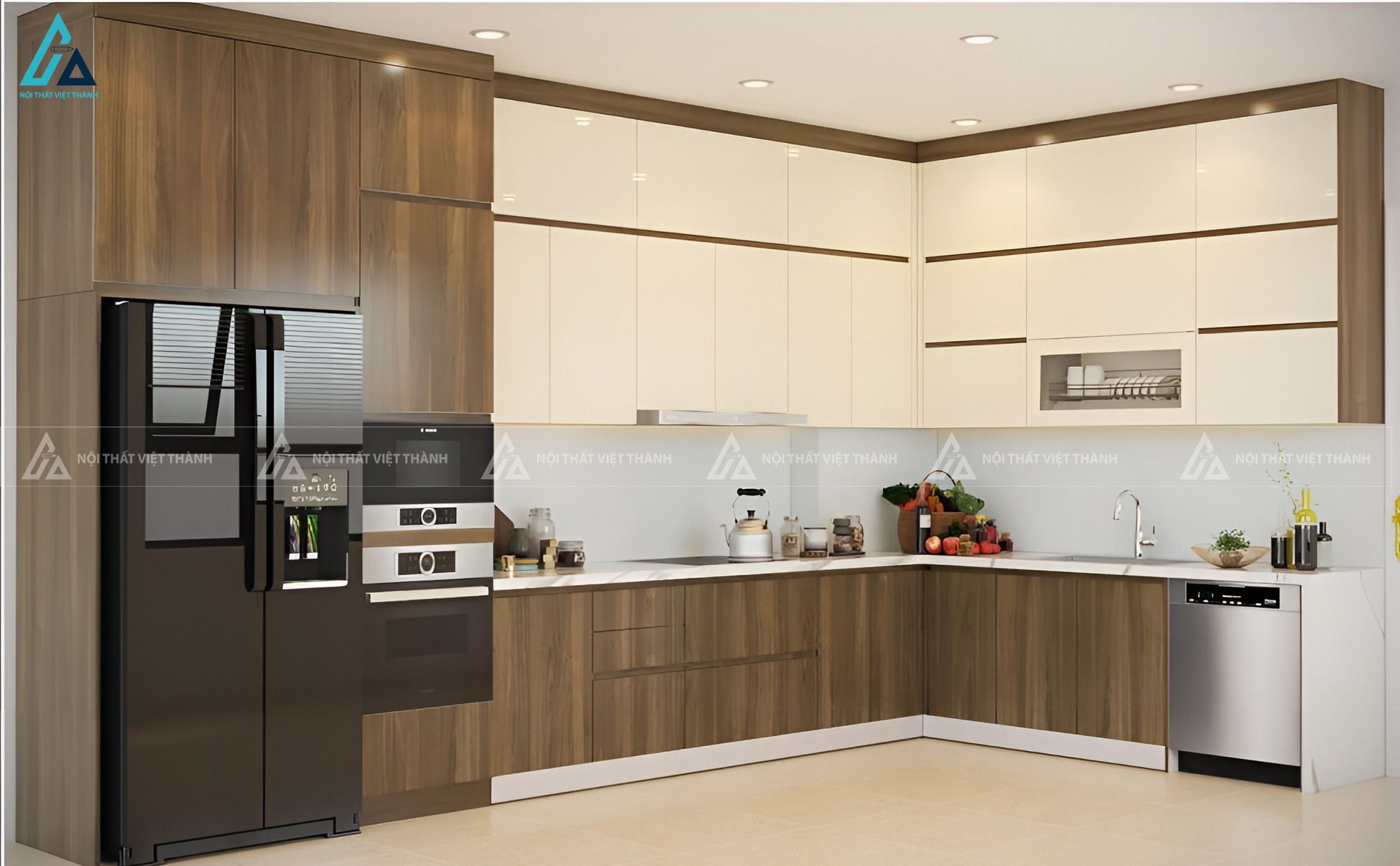 Mẫu tủ bếp mdf cao cấp thiết kế chữ L tiện nghi và đẳng cấp 2