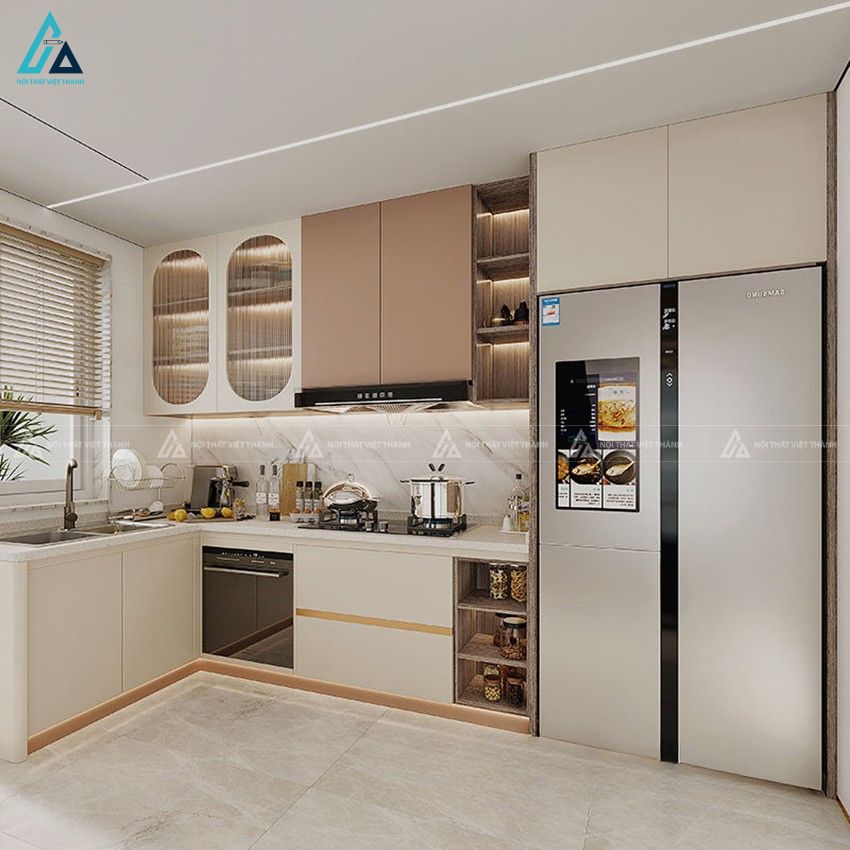Mẫu tủ bếp mdf chữ L hiện đại nâng tầm vẻ đẹp phòng bếp 1