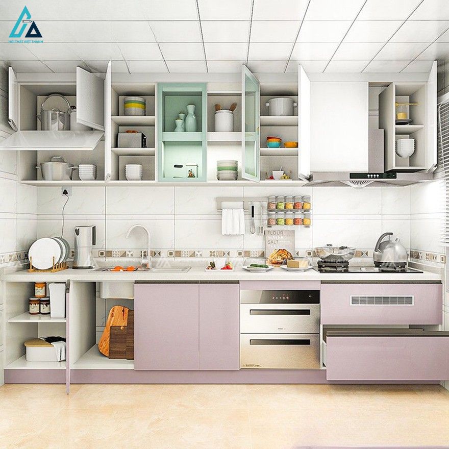 Tủ bếp mdf chất lượng cao với thiết kế ngăn kệ tiện dụng
