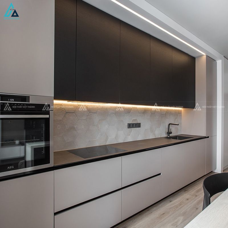 Mẫu tủ bếp mdf kịch trần thiết kế tối giản đẳng cấp cho nhà bếp