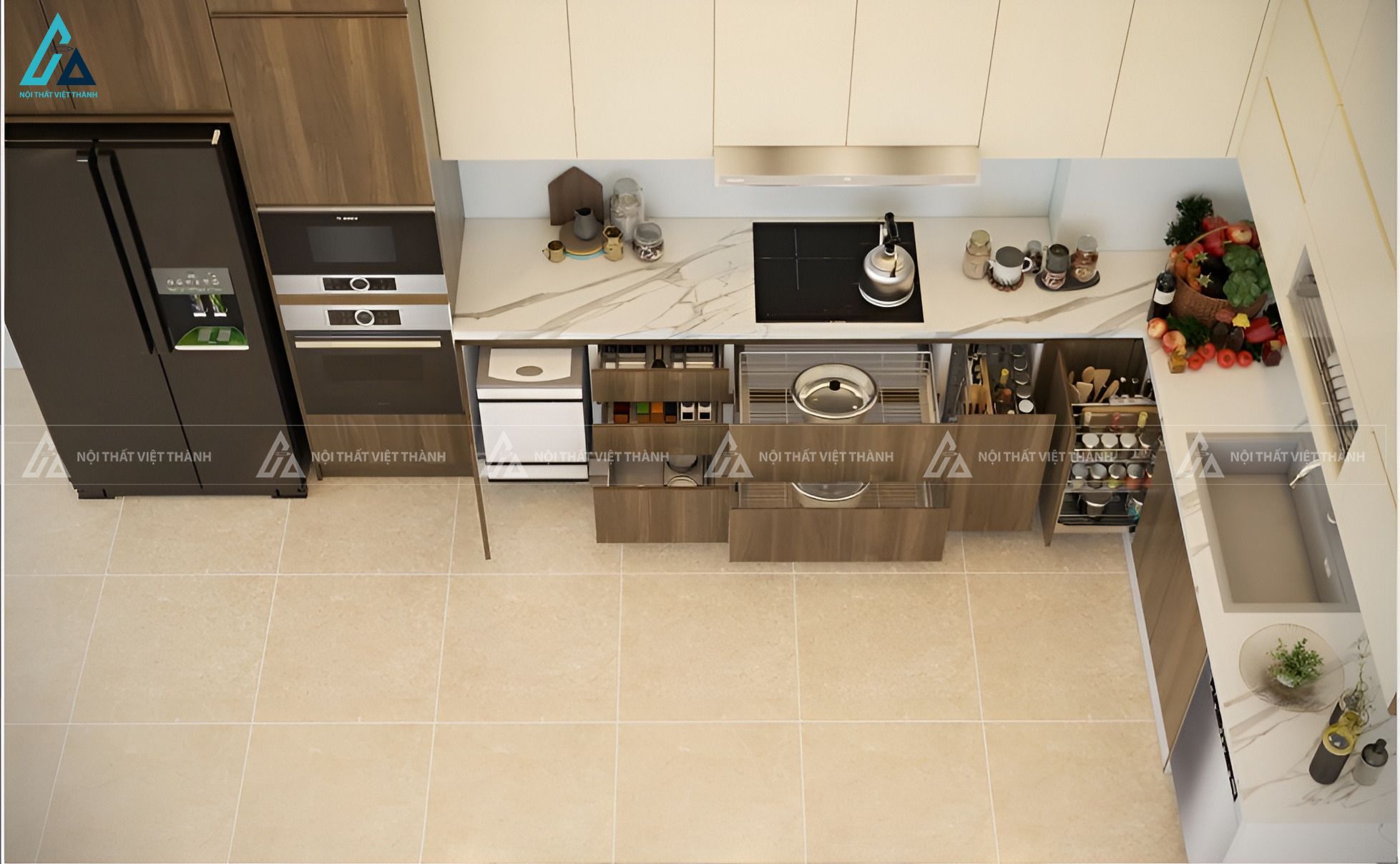 Mẫu tủ bếp mdf cao cấp thiết kế chữ L tiện nghi và đẳng cấp 3