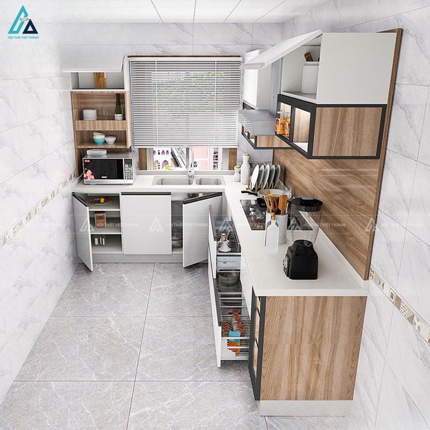 Tủ bếp mdf phong cách hiện đại tích hợp đầy đủ tiện nghi 3