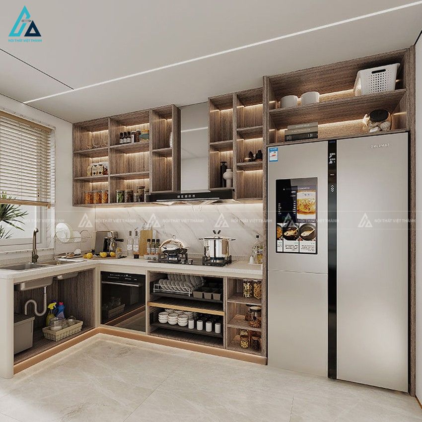 Mẫu tủ bếp mdf chữ L hiện đại nâng tầm vẻ đẹp phòng bếp 2