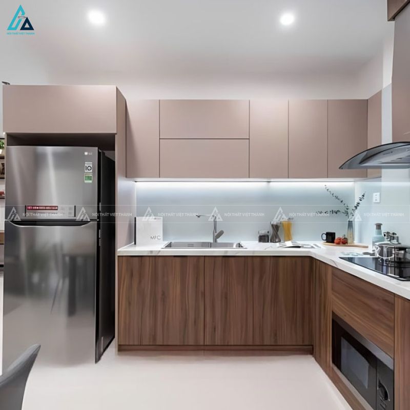 Tủ bếp mdf sang trọng tích hợp công năng hoàn hảo cho gia đình