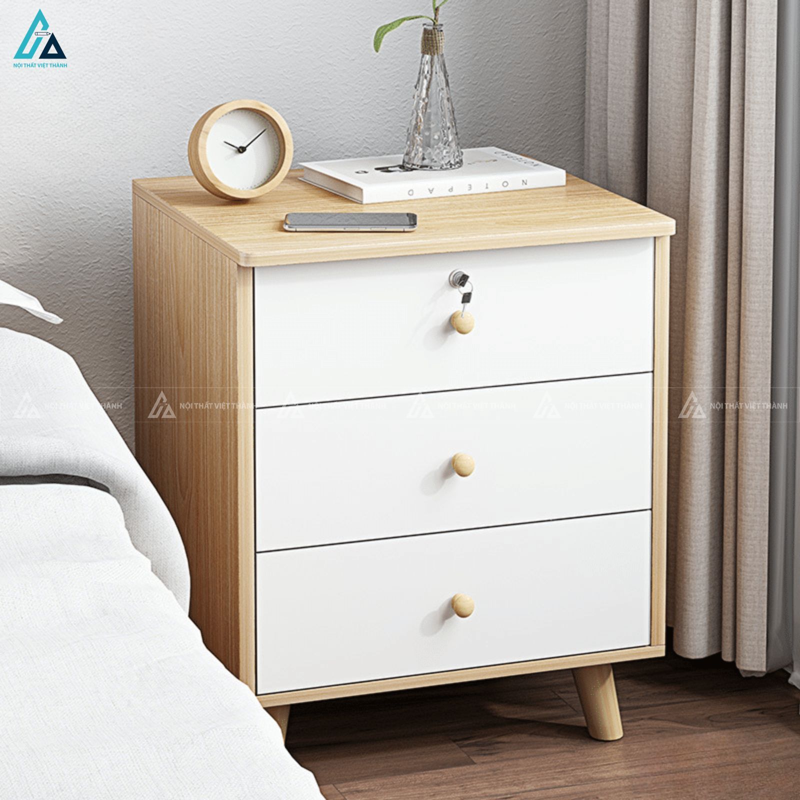 Tủ đầu giường hiện đại tạo điểm nhấn cho không gian nghỉ ngơi 1