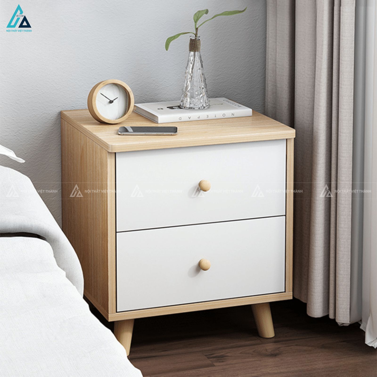 Tủ đầu giường hiện đại tạo điểm nhấn cho không gian nghỉ ngơi