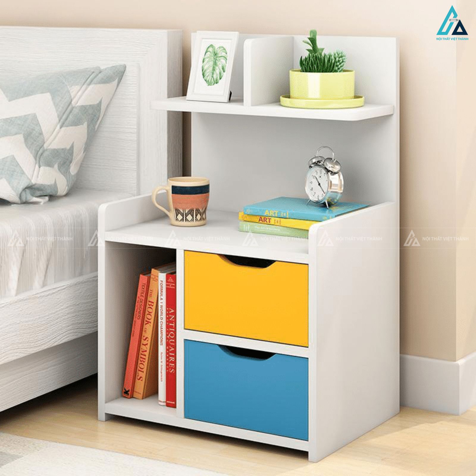 Tủ đầu giường đa năng kết hợp kệ sách thông minh tiện dụng 2