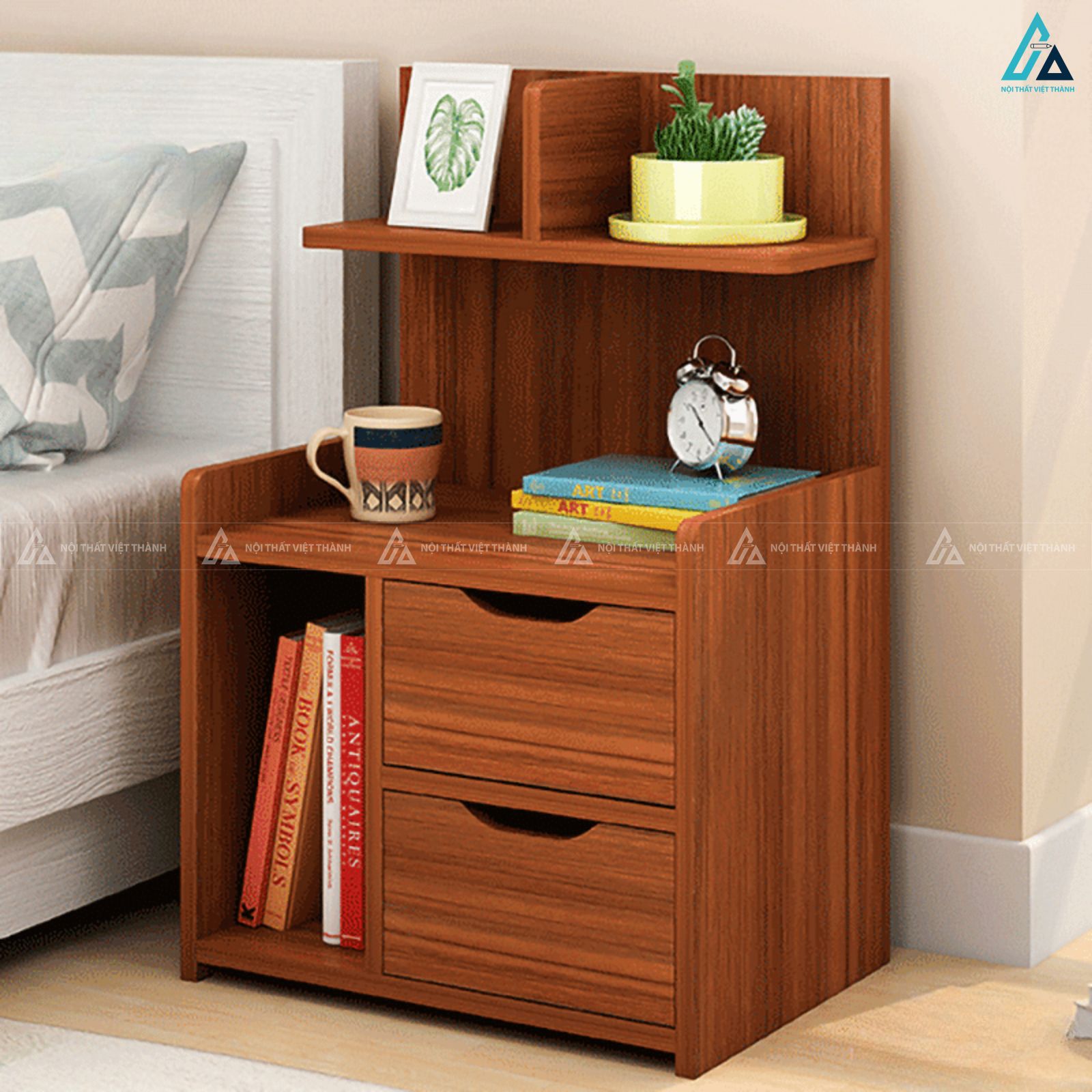 Tủ đầu giường đa năng kết hợp kệ sách thông minh tiện dụng 1