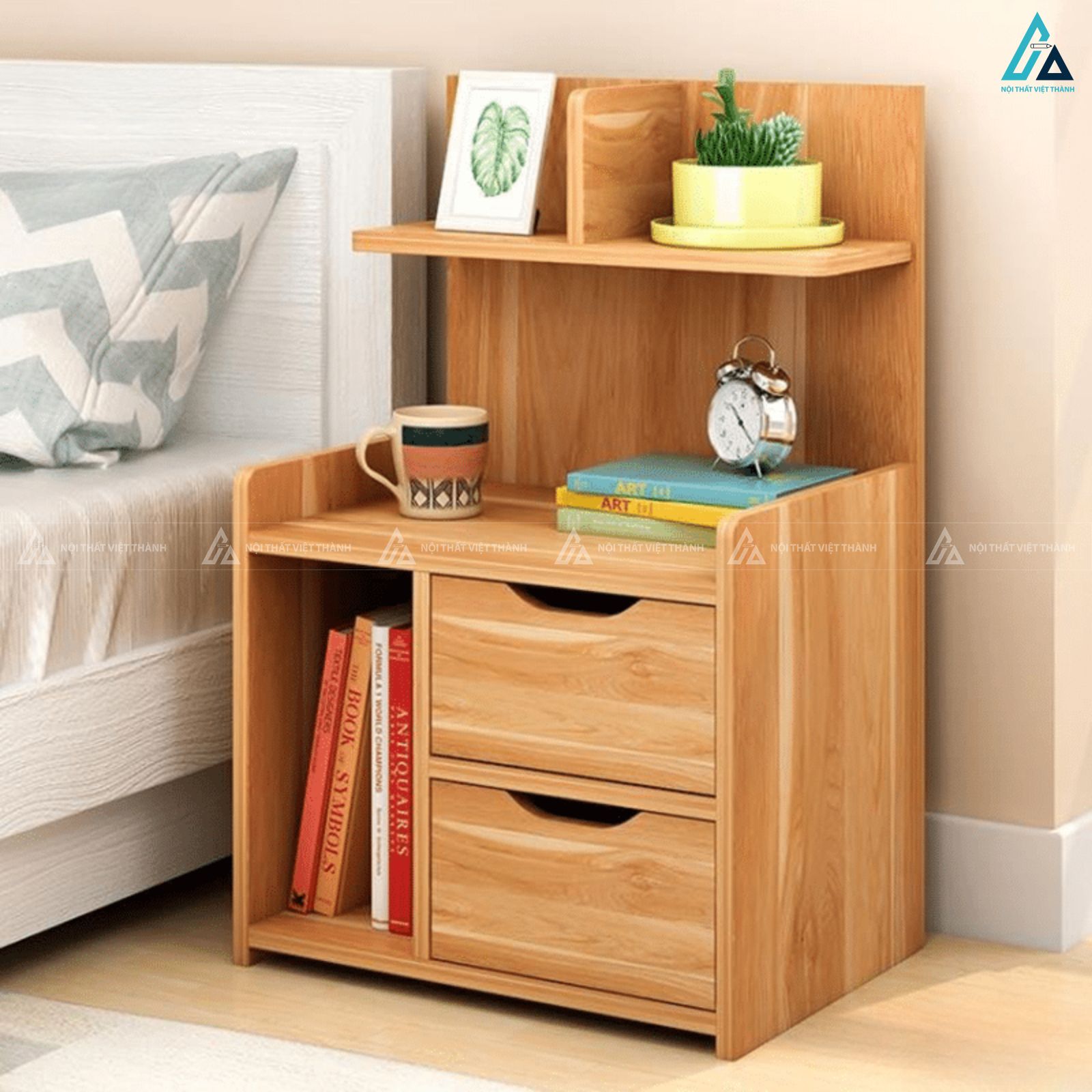 Tủ đầu giường đa năng kết hợp kệ sách thông minh tiện dụng