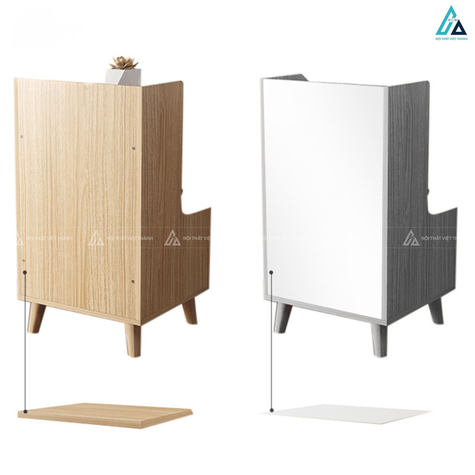 Tủ đầu giường hai ngăn kéo phối kệ sách trang trí ấn tượng 4