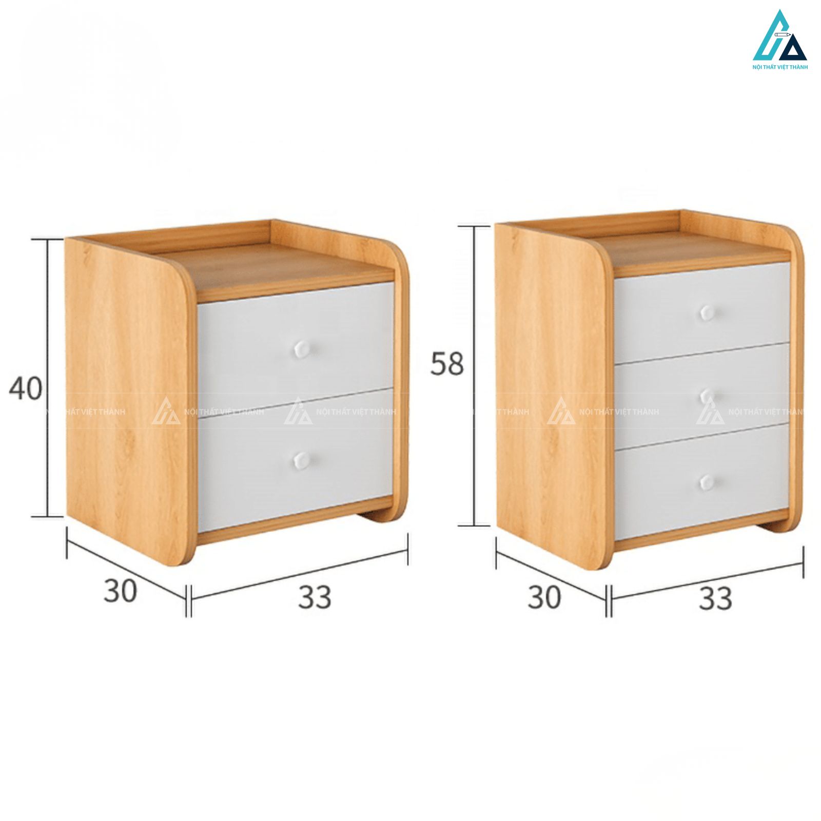 Tủ đầu giường bo góc hiện đại phối trắng tinh tế sang trọng 4