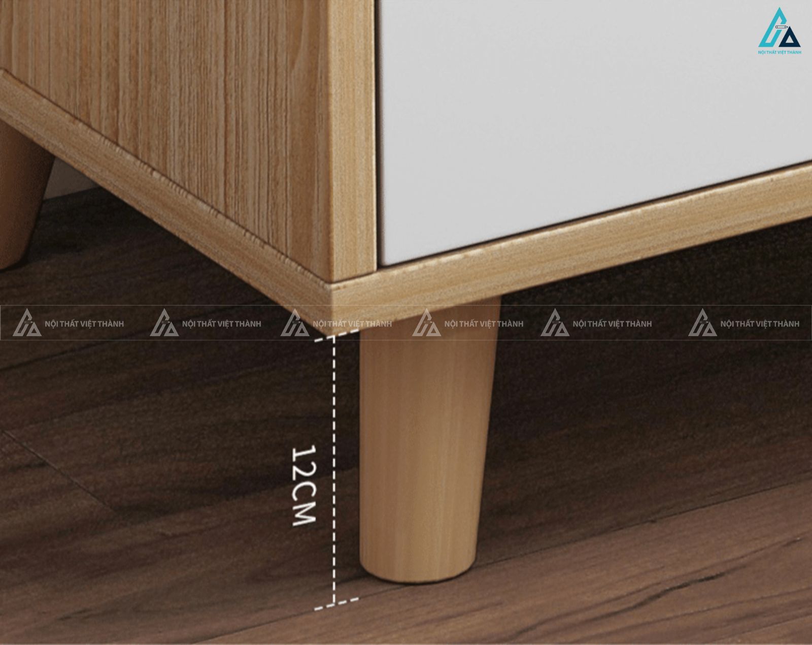 Tủ đầu giường gỗ phối trắng chân cao phong cách Bắc Âu thanh lịch 2