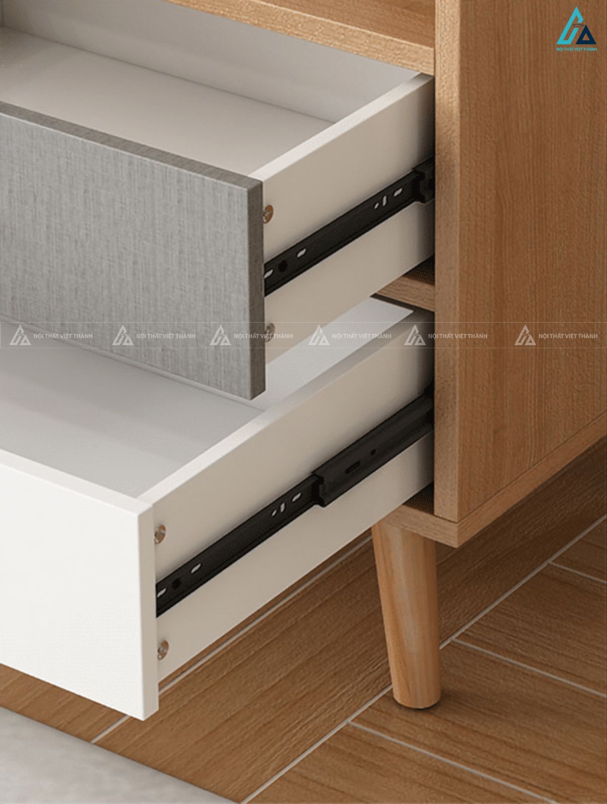Tủ đầu giường gỗ phối màu hiện đại với ngăn kéo lưu trữ tiện dụng 2