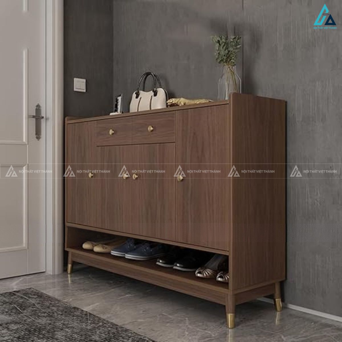 Tủ giày dép hiện đại thiết kế sang trọng với chân kim loại cao 1