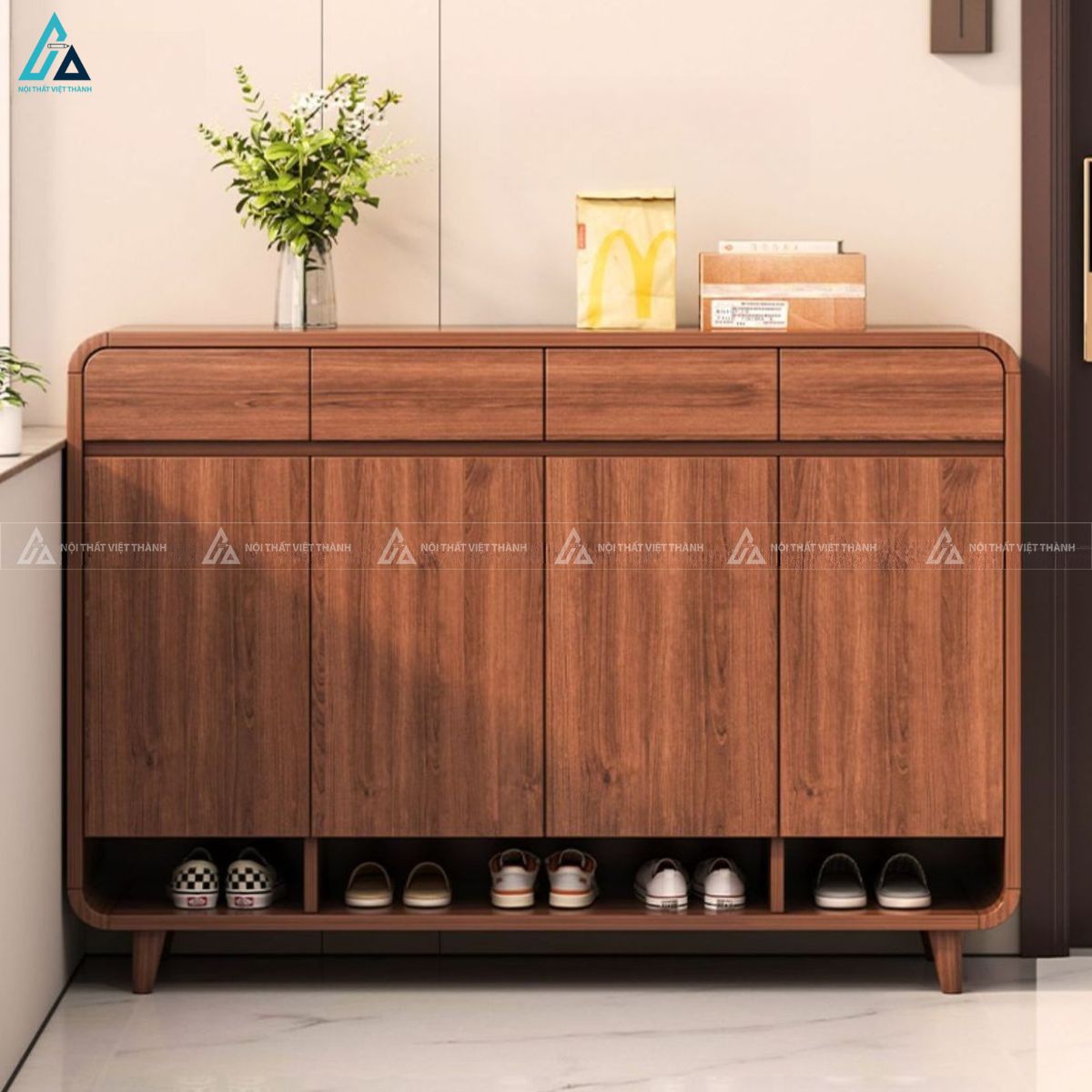 Mẫu tủ giày thông minh nhiều ngăn lưu trữ tiện lợi cho lối ra vào
