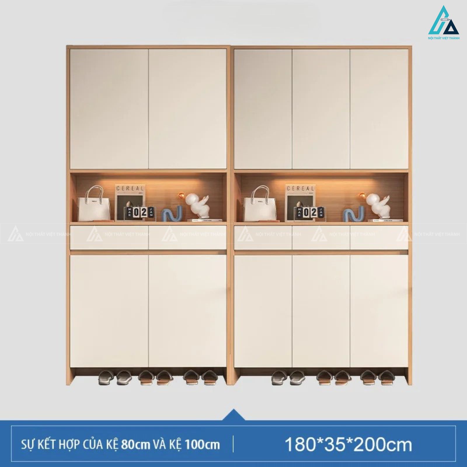 Tủ giày cao kịch trần thiết kế sang trọng phối ngăn kệ trang trí 2
