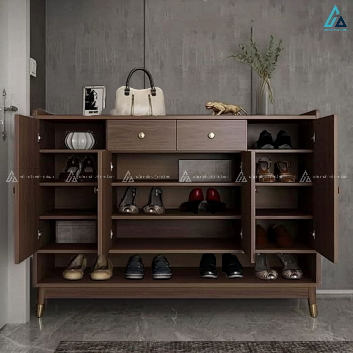 Tủ giày dép hiện đại thiết kế sang trọng với chân kim loại cao 3