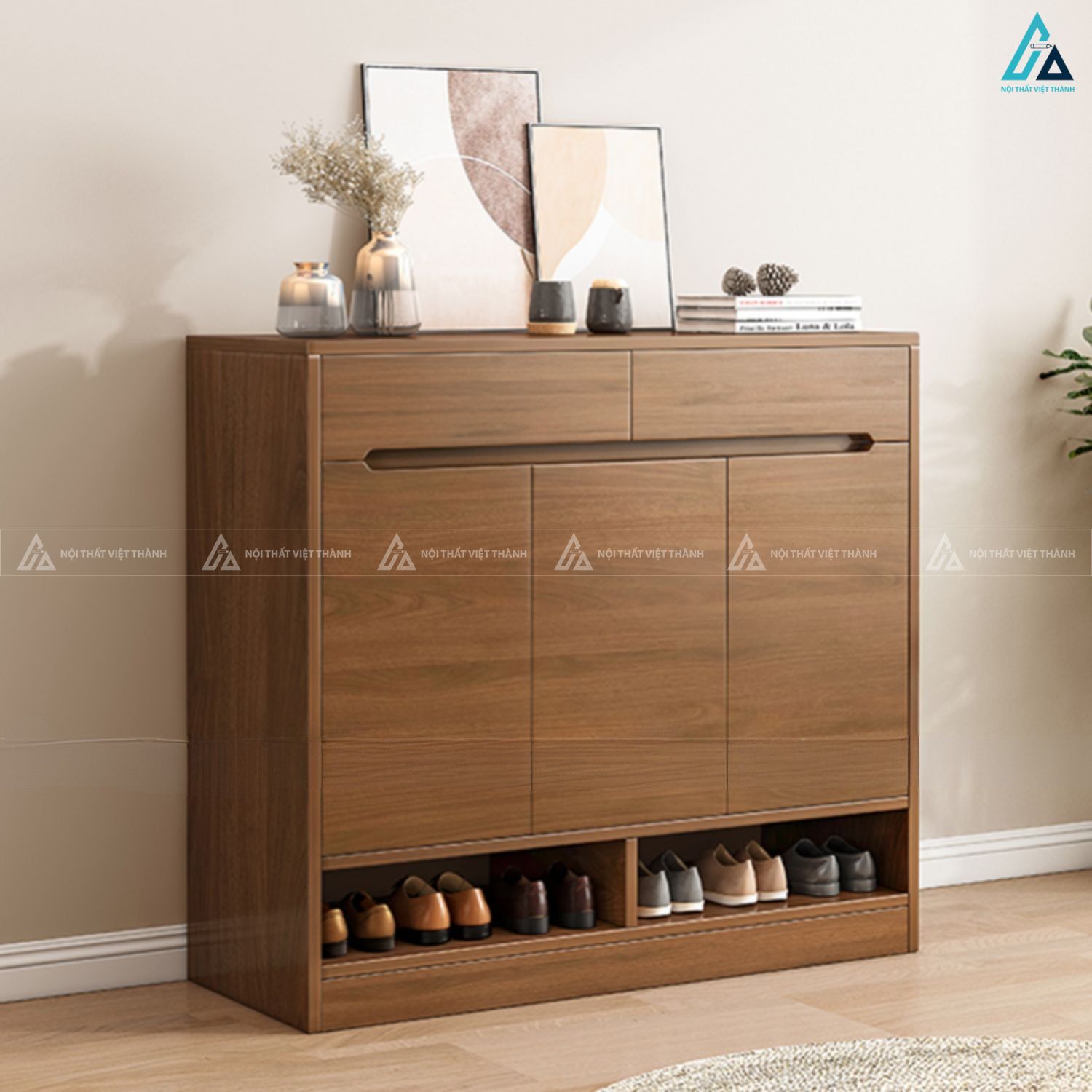 Mẫu tủ giày dép đa năng kết hợp ngăn kéo chứa đồ tiện dụng