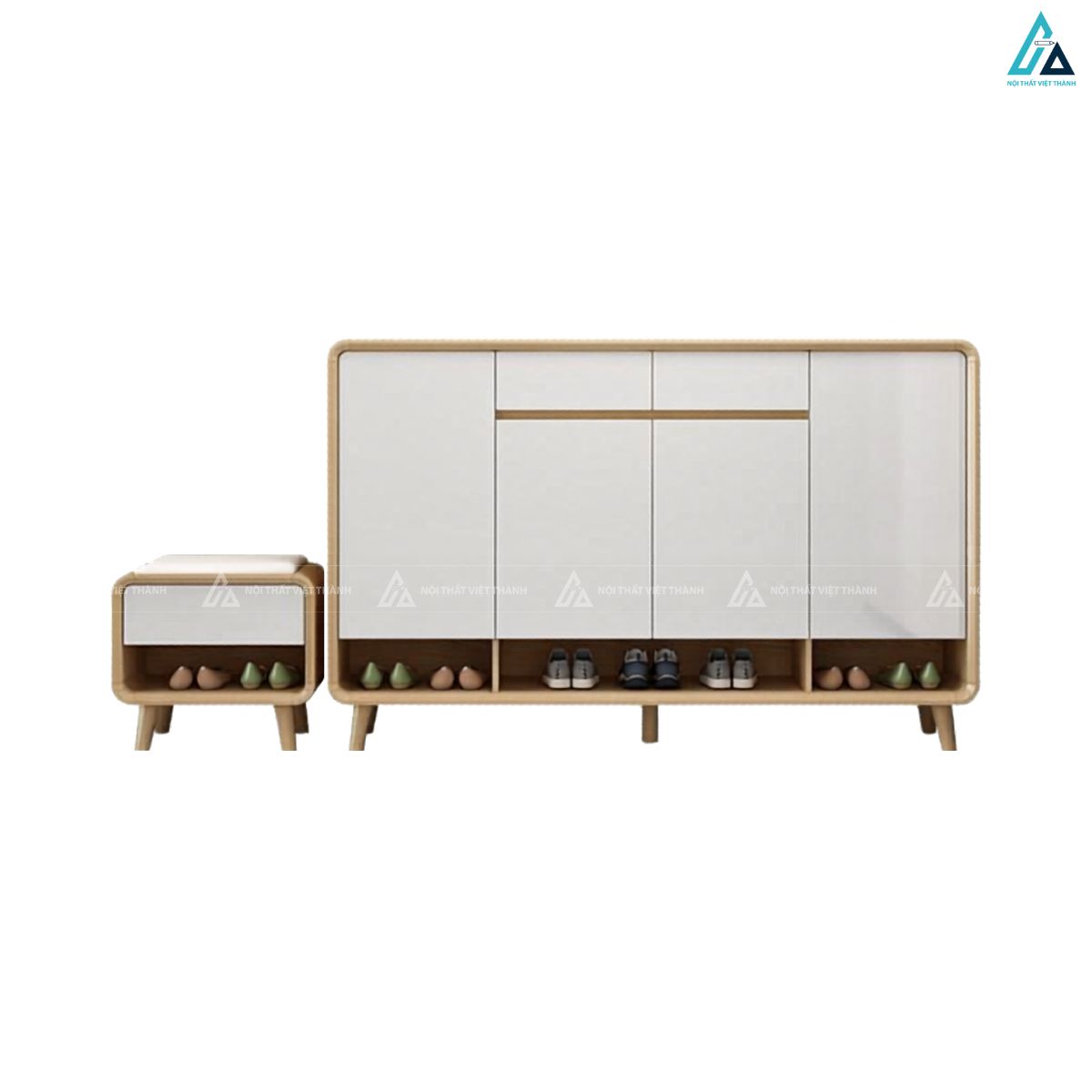 Mẫu tủ giày dép cao cấp thiết kế bo góc tinh tế sang trọng 4