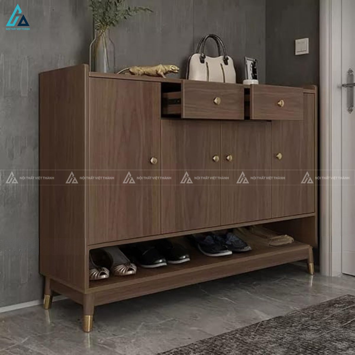 Tủ giày dép hiện đại thiết kế sang trọng với chân kim loại cao 2