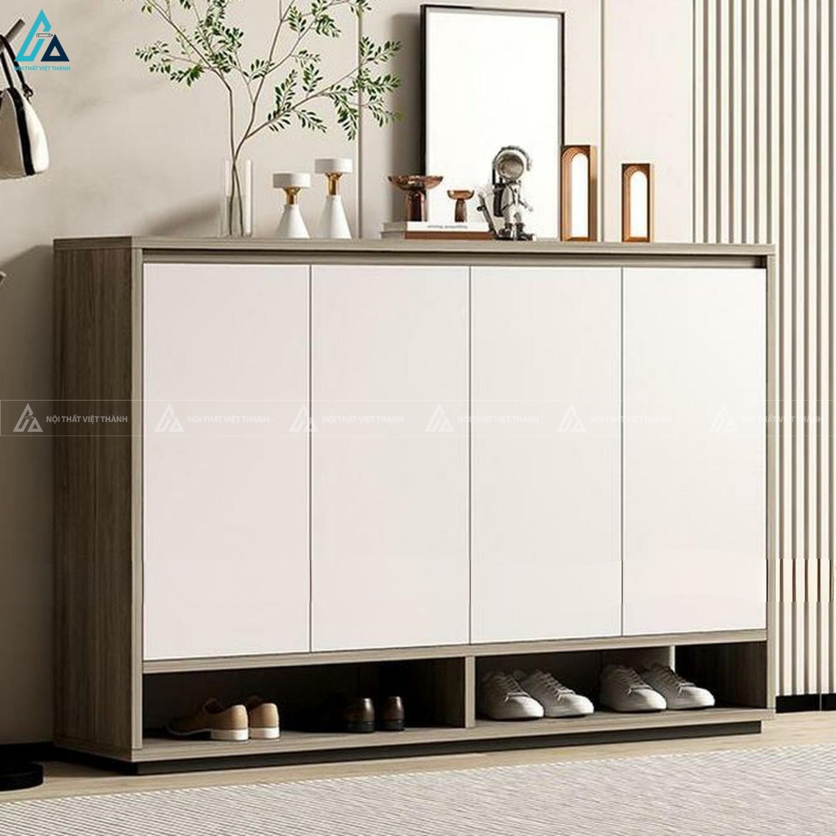 Tủ giày dép hiện đại bốn cánh tinh tế cho không gian sống