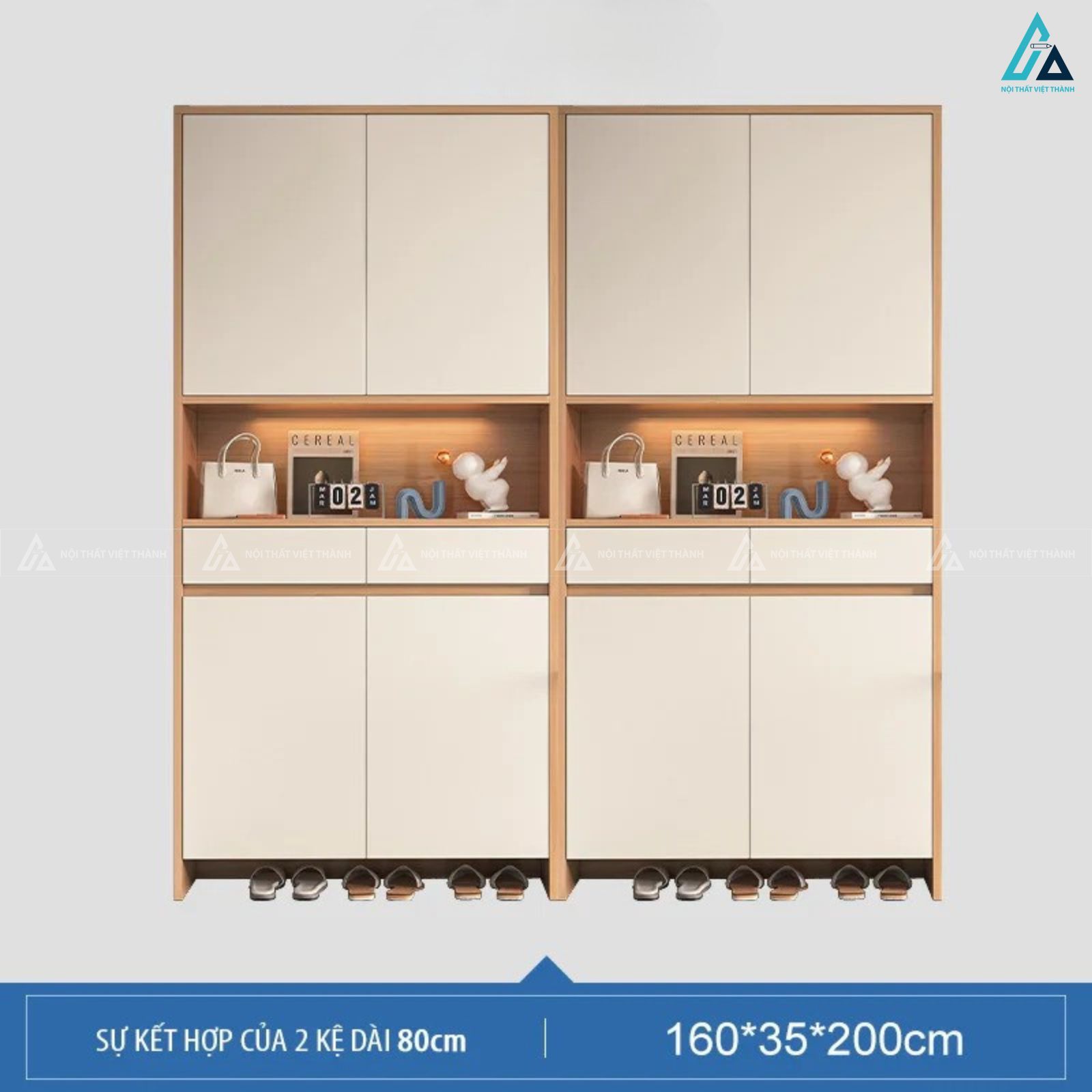 Tủ giày cao kịch trần thiết kế sang trọng phối ngăn kệ trang trí 3