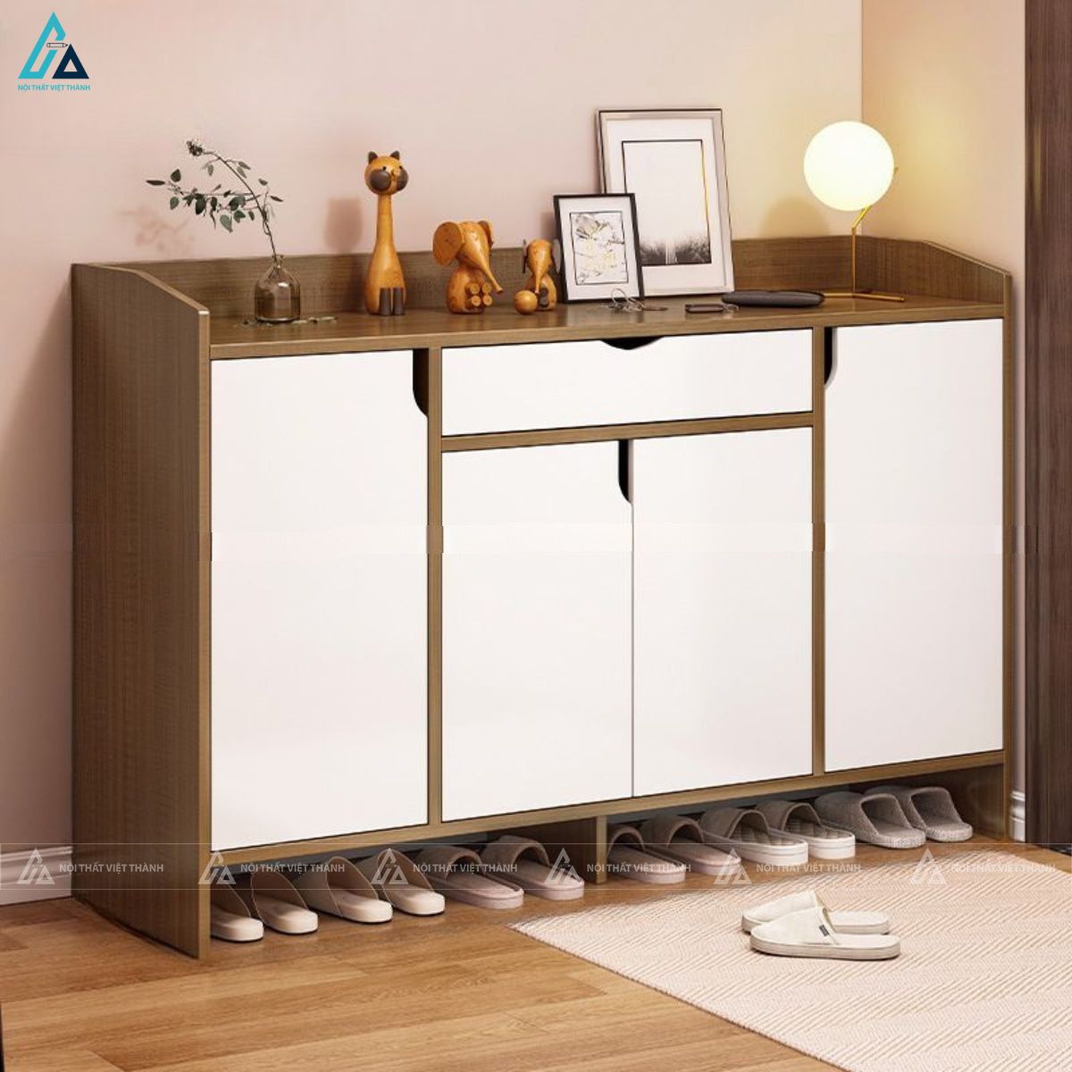 Tủ giày dép thông minh phối màu hiện đại kèm ngăn kéo tiện dụng