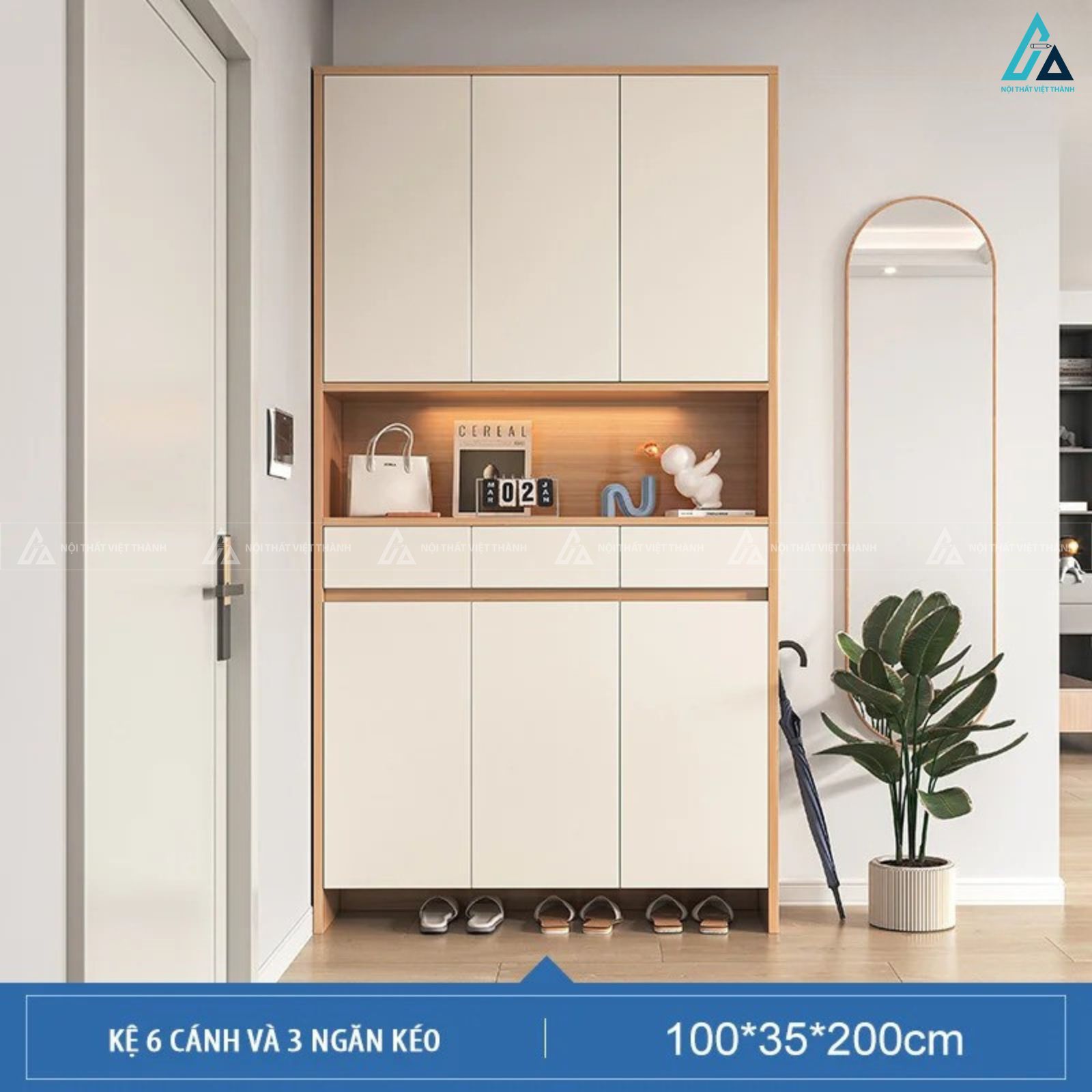 Tủ giày cao kịch trần thiết kế sang trọng phối ngăn kệ trang trí 1