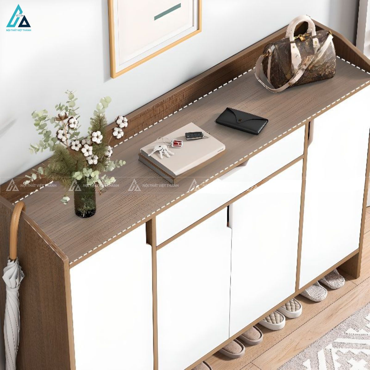 Tủ giày dép thông minh phối màu hiện đại kèm ngăn kéo tiện dụng 3